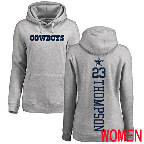 Women Dallas Cowboys Ash Darian Thompson Backer #23 Pullover NFL Hoodie Sweatshirts